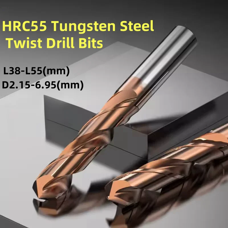 

HRC55 Tungsten Steel Twist Drill Bits Solid Carbide Drill Bit For CNC Lathe Stainless Steel Drilling Hard Metalworking Tool 38mm