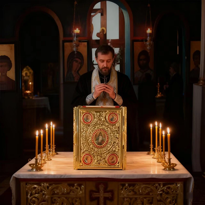 Neu2026 Orthodoxe Gottesdienst-Ikonoklase Gold Blaue Emaille Handwerkskunst Ritual-Ornament für Kirchen Stabil und Dick Nicht leicht zu verformen Geschenk – Detail 7