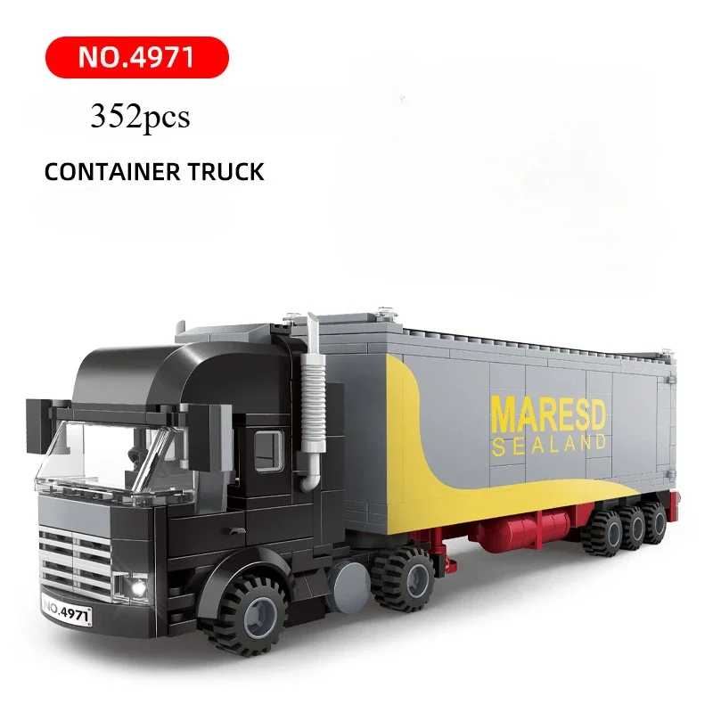 

MOC Container Truck Model Small Particles Building Block Assembly Children DIY Educational Collection Brick Toys