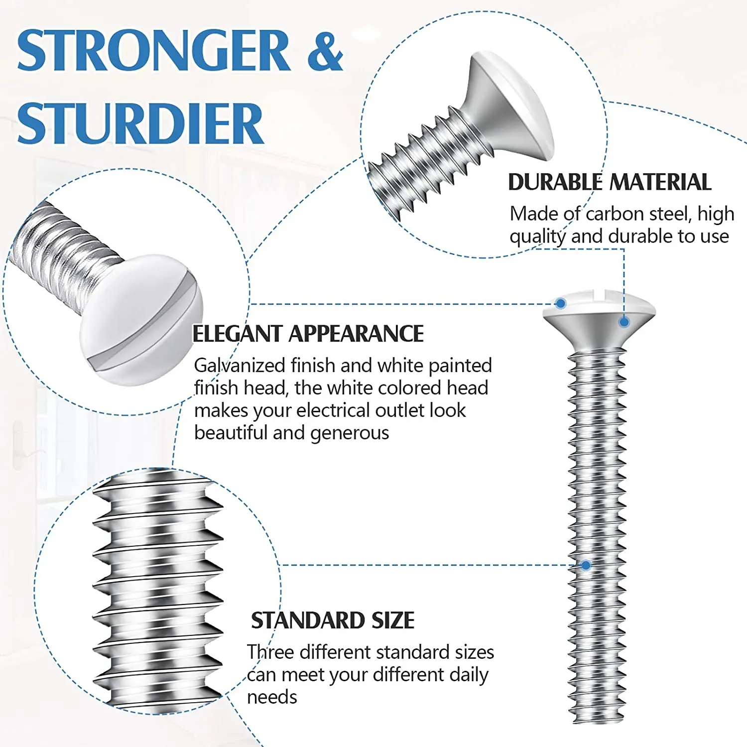 Tools 225 Pcs Wall Plate Screws Replacement Outlet Screws White Screws Long Electrical Outlet Screws for Receptacle Cover