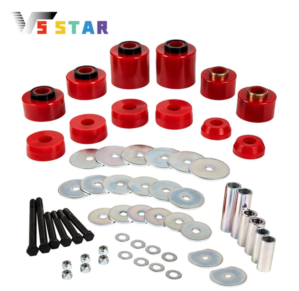 Body Cab Mount Bushing Set Kit Black Red For 1980-1998 Ford F150 F250 F350 2WD 4WD XL XLT XLS XLT Lariat Ranger XLT Base