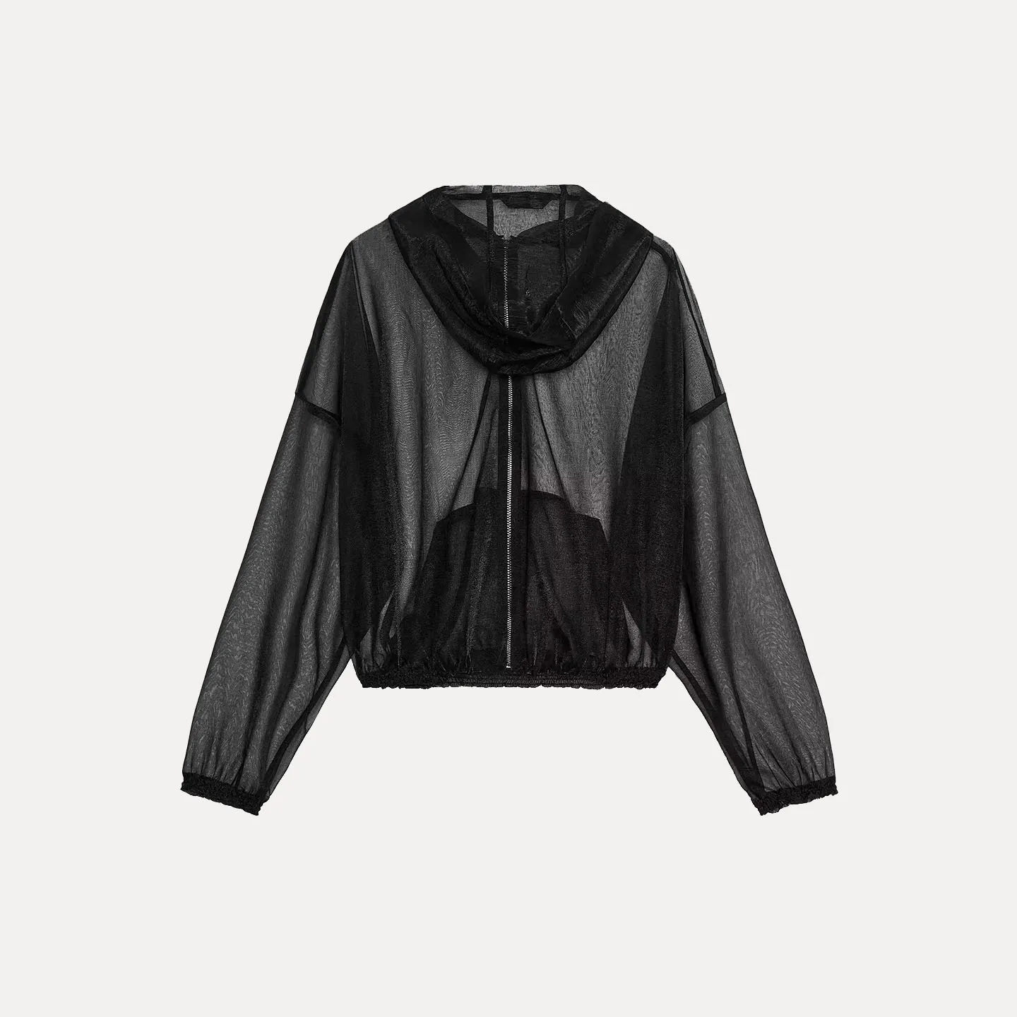Z Damen Faion Schlichter, transparenter Jaet-Mantel mit Kapuze, langer Swe, Reißverschluss, Damen-Oberbekleidung, Herbst 2025, Neuankömmling