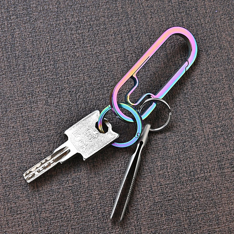 Titanium Alloy Tweezers Keyring Accessory Handy Mini Portable Tweezer Flat Clip Nipper Hair Pincer Outdoor Camping Tool Pincette