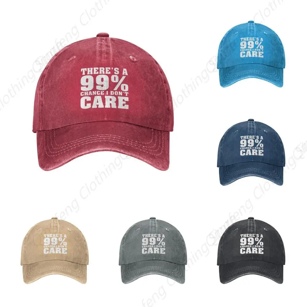 

99% Chance I Don't Care Baseball Caps Womans Man's Cotton Casquette Red