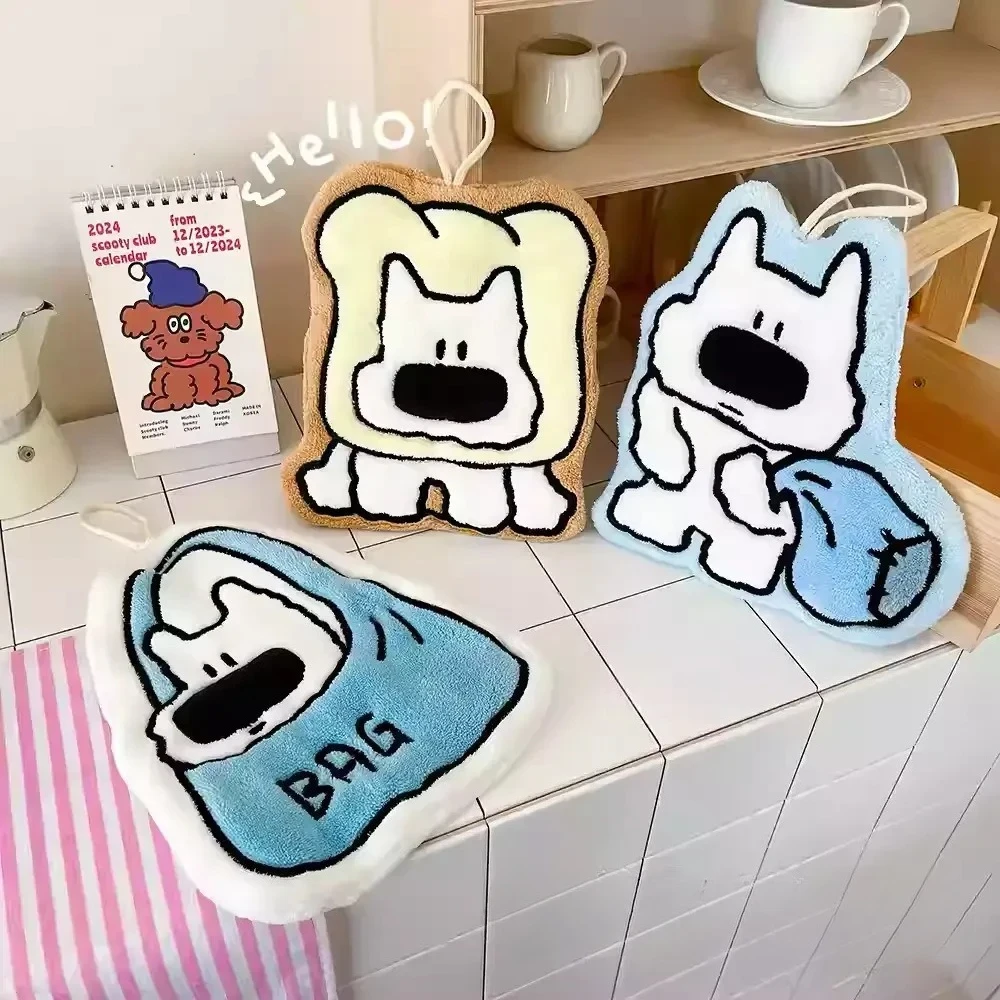 Coral Fleece Cute Puppy Hand Towel, Hanging, Super Absorbent, Thick Towel Handkerchief, Odor-Free Coral Fleece Hand Towel - view 2