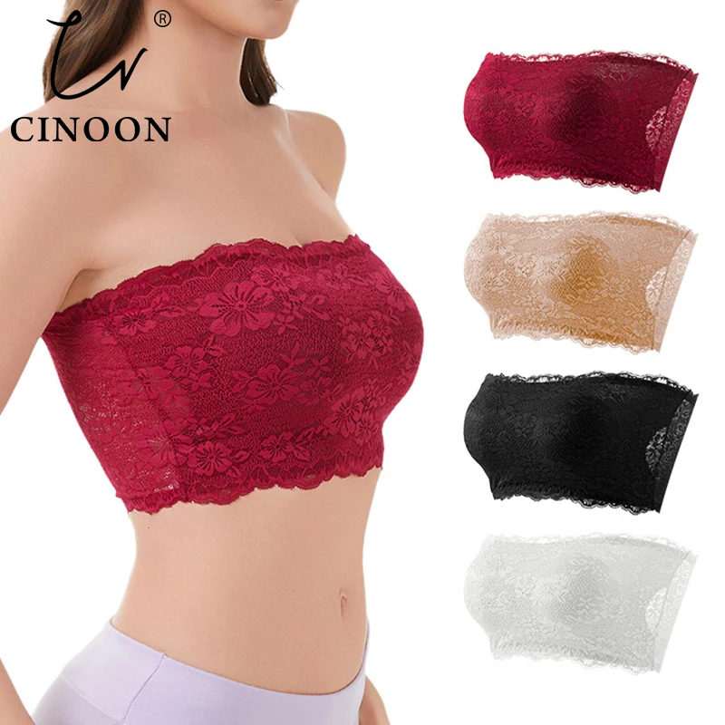 

CINOON Women's Lace Bra Wireless Push Up Brassiere Detachable Shoulder Straps Removable Padding Bralette Breathable Soft Lingeri