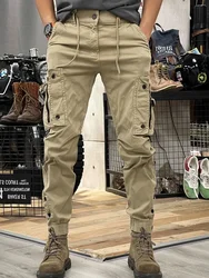 Men's Cargo Pants Multipockets Male Trousers Multi Pocket Biker Motorcycle Slim Trekking Emo Spandex New in Loose Regular Fit