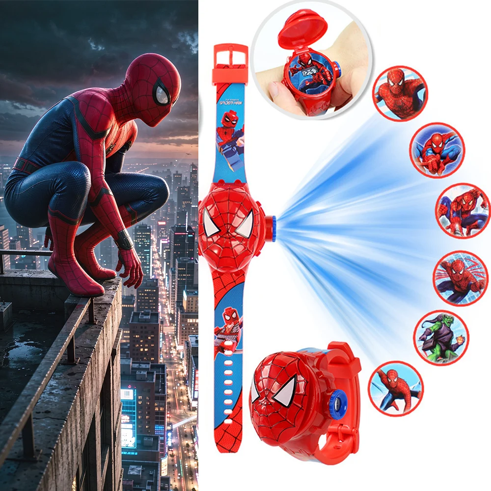 2026 New Cartoon Spider Man Projection Watch for Boys Toys 3D Captain Hulk Kids Cosplay Watches Student Boy Gift Digital Clock