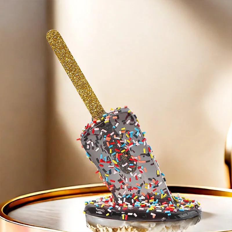 العناصر الزخرفية اليدوية الإبداعية الراتنج ذوبان المصاصة النحت مع الرشات الملونة وعصا بريق ذهبي للمنزل