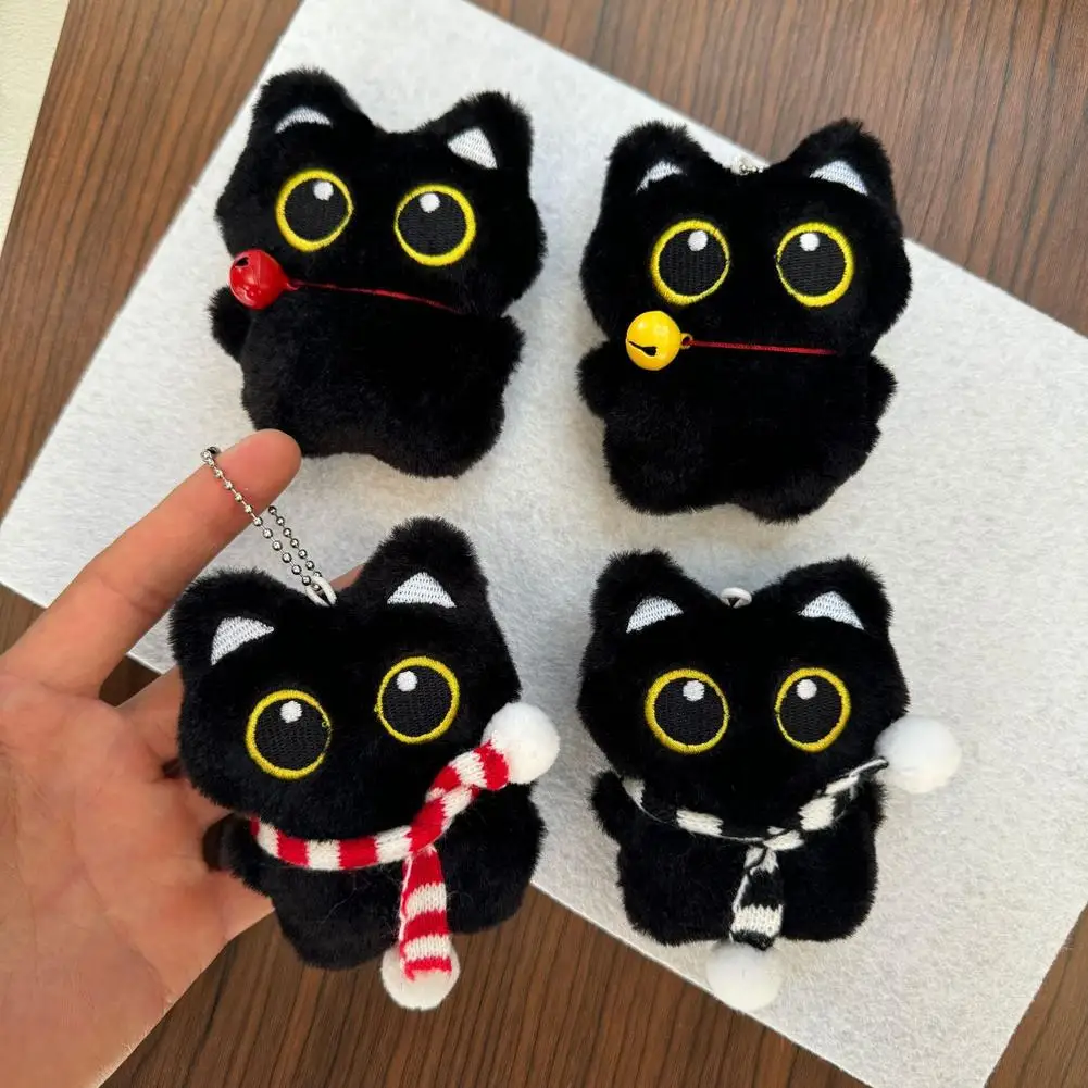 ぬいぐるみキーホルダー黒猫バッグチャームぬいぐるみギフトハンドバッグバックパック財布キーホルダーアクセサリーチャーム猫愛好家ギフト