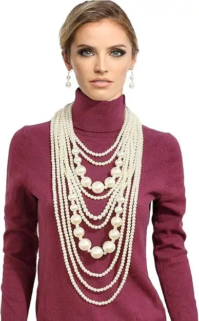 Multi-layer pearl necklace dress all new body chain high-grade high-grade feel set chain