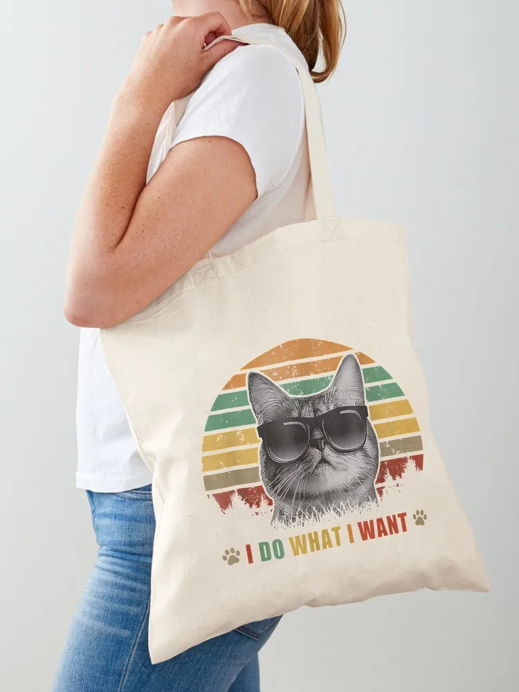 

Vintage Cat I do what I want cat funny Cat Lover Tote Bag bags for women ecological bags cute tote bag
