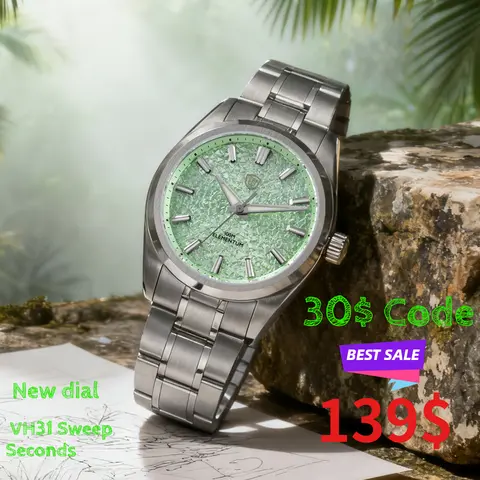 Watchdives WD0003C ice Crack Dial 38mm Men Watch VH31 Sweep Seconds Quartz Movement Sapphire Luminous 10Bar Waterproof Watches