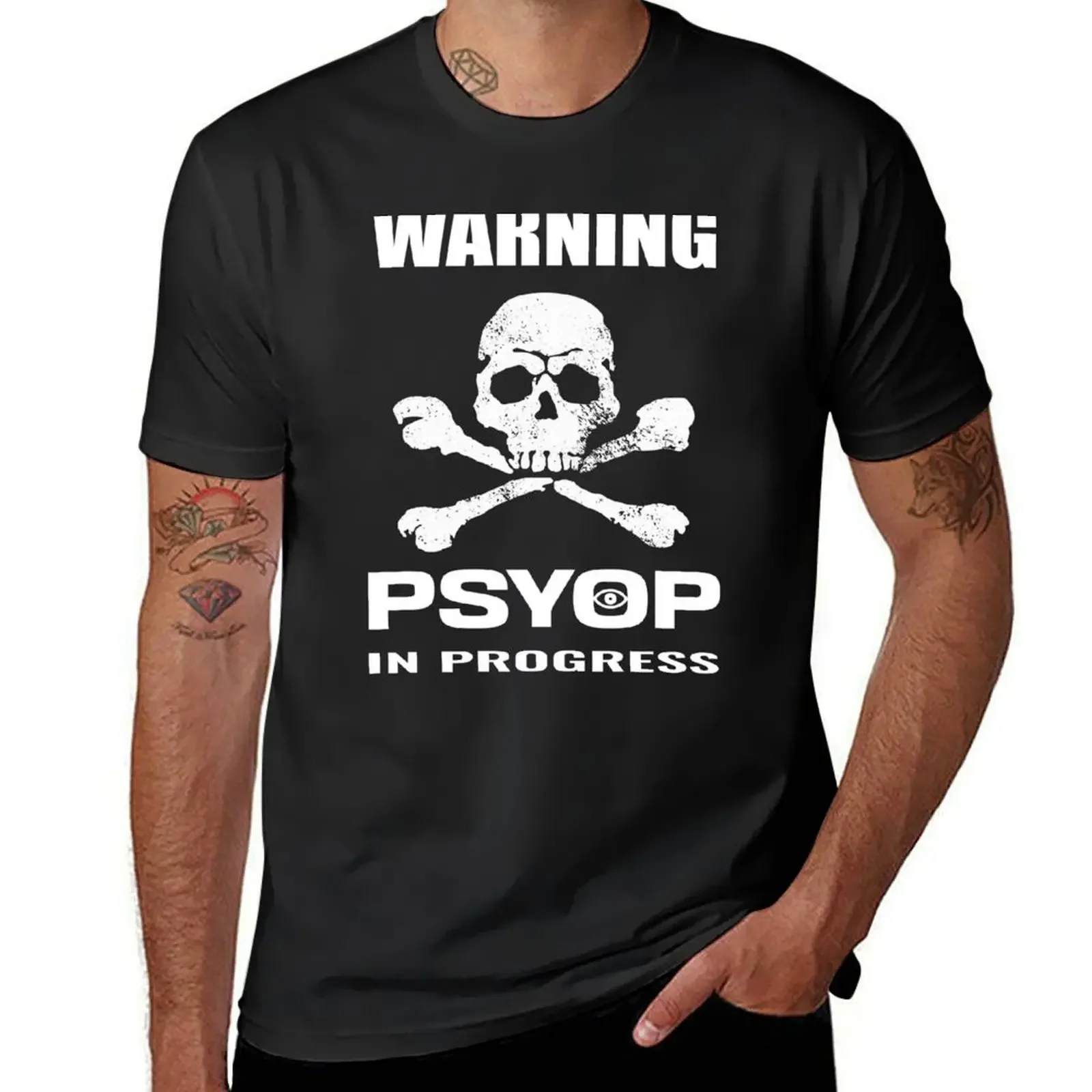 Classic Conspiracy Skull and Bones PSYOP operation warning T-Shirt cute tops luxury clothing labubu mens workout shirts