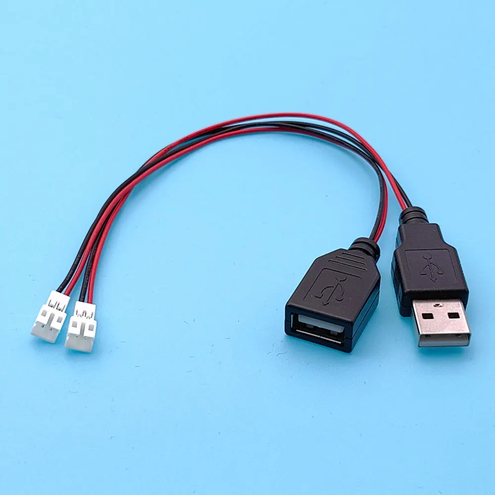 10PCS USB to PH2.0 male female plug socket connector 2P terminal cable 2-core power USB socket A-type DIY kit