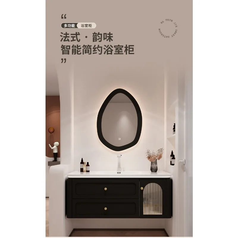 

bathroom cabinet, ceramic integrated basin combination, special-shaped mirror washbasin, washbasin cabinet