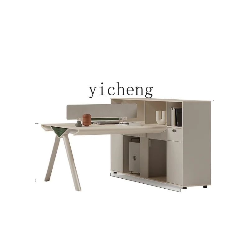 

Tqh Financial Desk Staff Station Card Holder Double Office Accounting T-Type Screen Table and Chair Combination