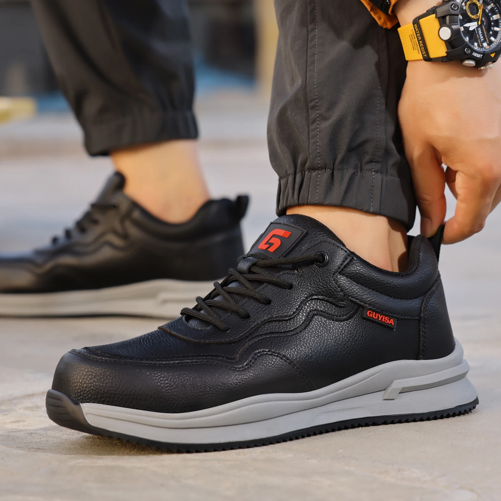 

GUYISA Men's anti smashing and anti piercing rubber outsole work shoes are fashionable and versatile
