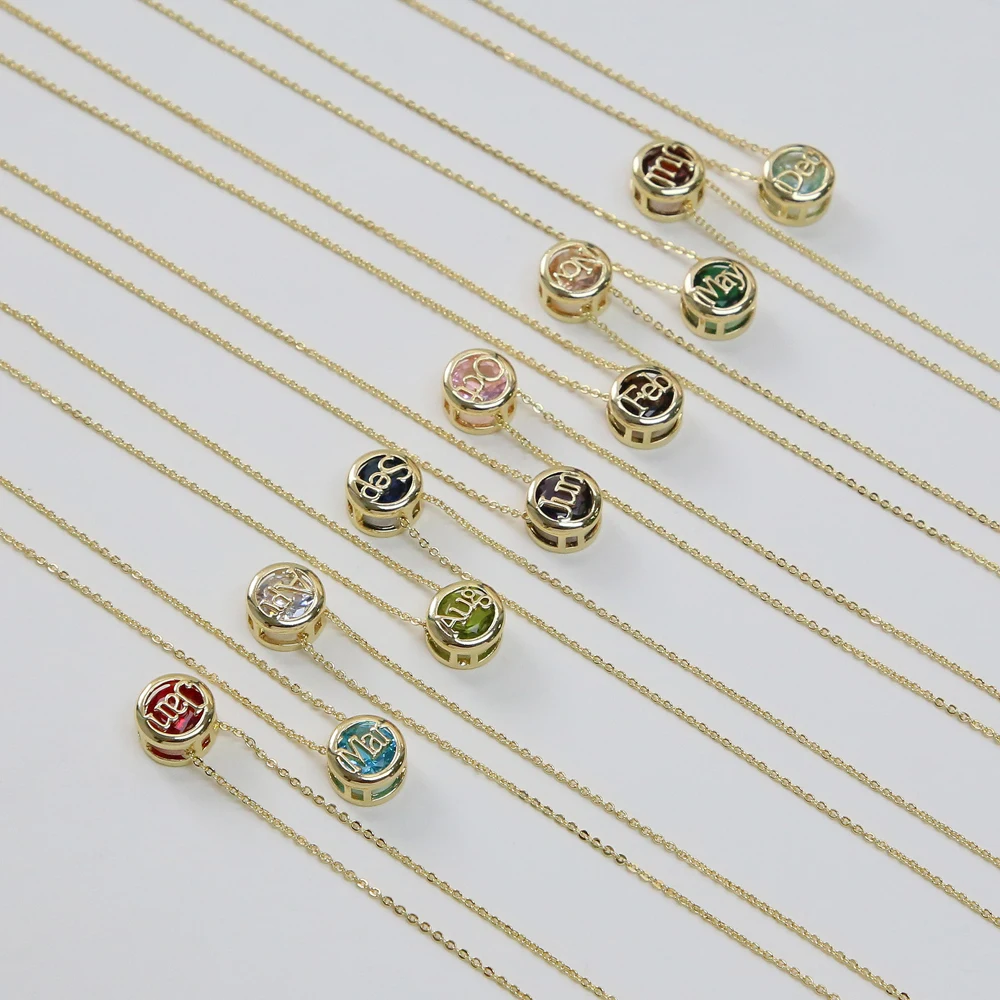 الملونة جولة 12 جوهرة الميلاد قلادة قلادة للنساء قابل للتعديل 2025 سحر الفولاذ المقاوم للصدأ سلسلة القلائد هدايا عيد الميلاد #5