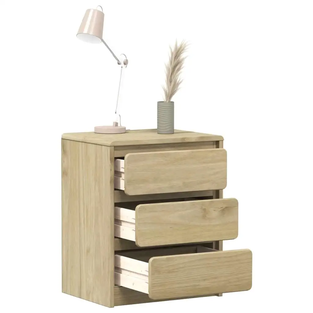 SAUDA Oak Bedside Cabinet - Solid Pine Wood, 44x35x56 cm, Stylish Nightstand for Bedroom Storage