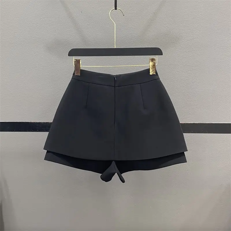 Pantaloni da donna con temperamento patchwork tinta unita a vita alta a gamba larga Pantaloni da donna con pantaloncini slim tascabili alla moda estiva