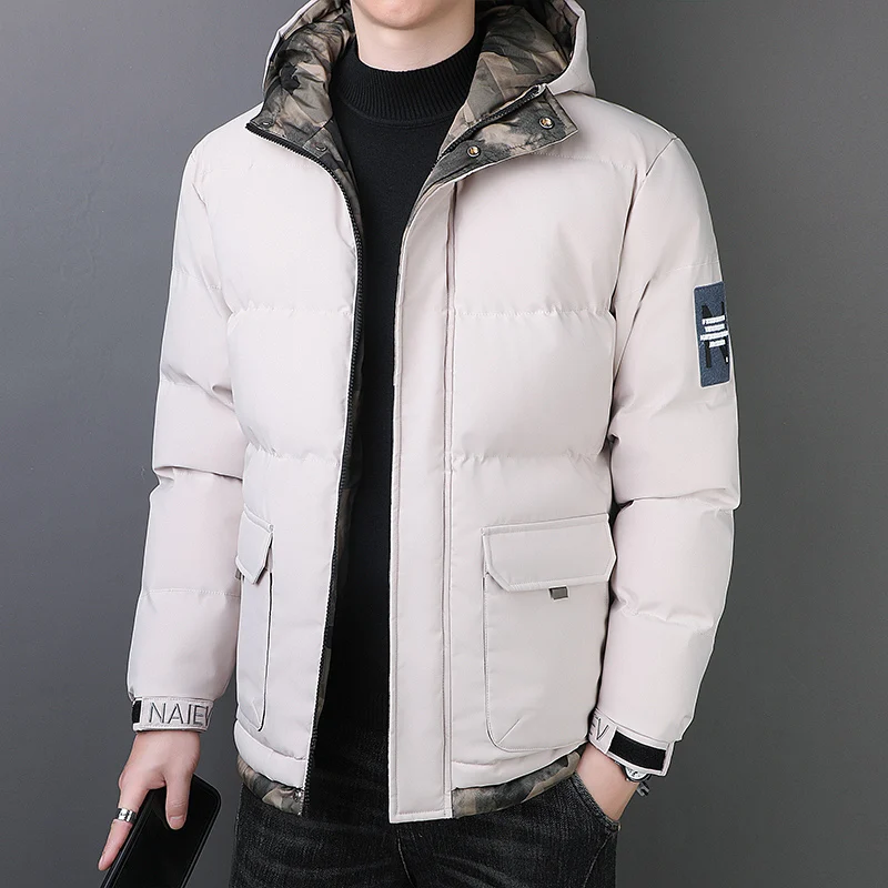 

2025 Mens Winter Warm Thickened Cotton Parkas Male Hooded Casual Loose Zip-Up Jacket Windbreaker Waterproof Plus Size Parkas