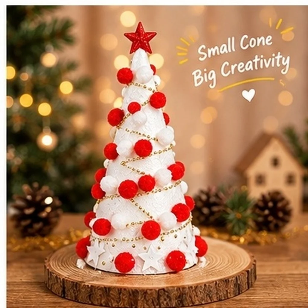 White Polystyrene Craft Cone Children DIY Christmas Decoration Cake Stand Flower Arrangement Preschool Kindergarten Crafts