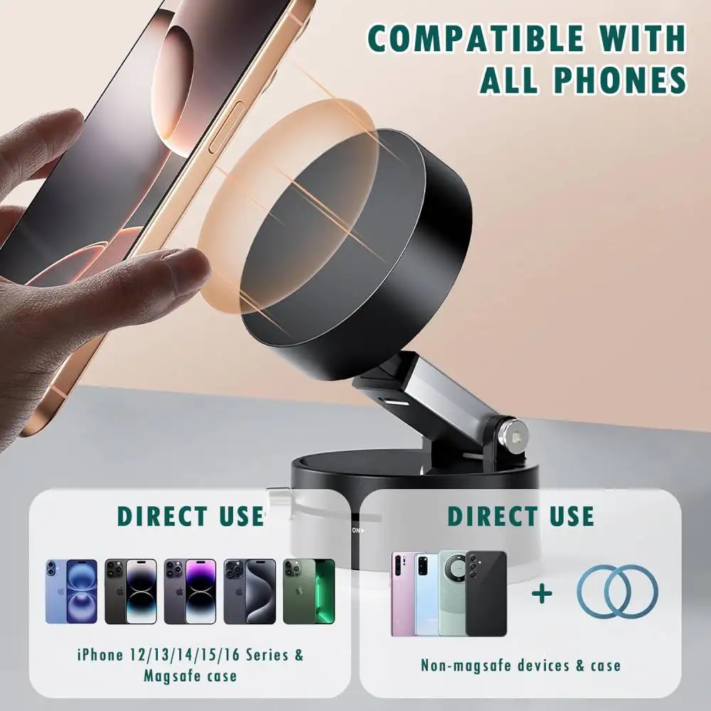 مكنسة كهربائية صغيرة شفط مغناطيسي قابلة للطي وقابل للسحب حامل هاتف مزدوج الجانب دوار المطبخ كسول حامل جوّال بلاستيكي للهواتف الذكية