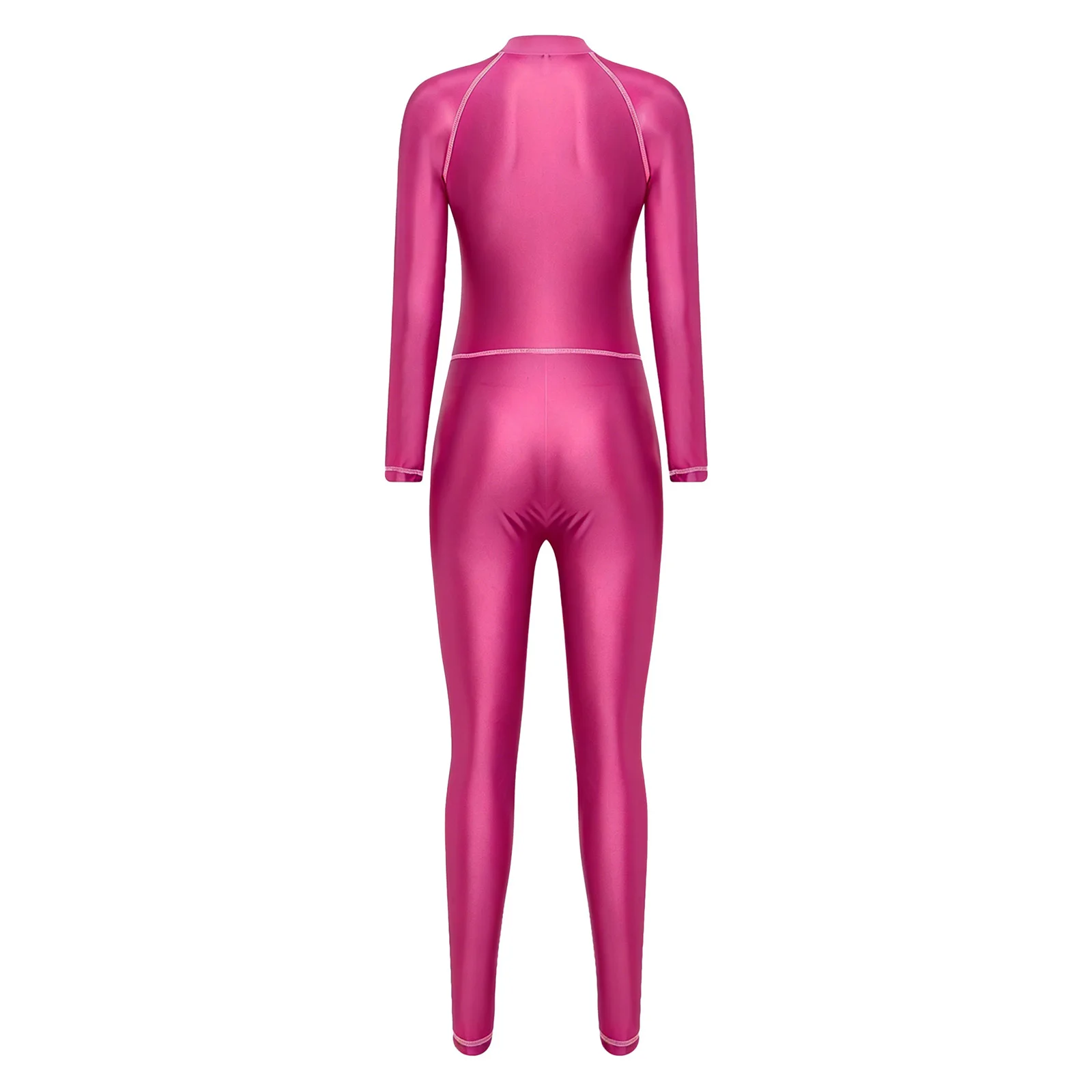 Damen Rash Guard Badeanzug Glänzender Jumpsuit Neoprenanzug Bademode Einteiliger Ganzkörper-Badeanzug Lange Ärmel Lange Hosen – Detail 7