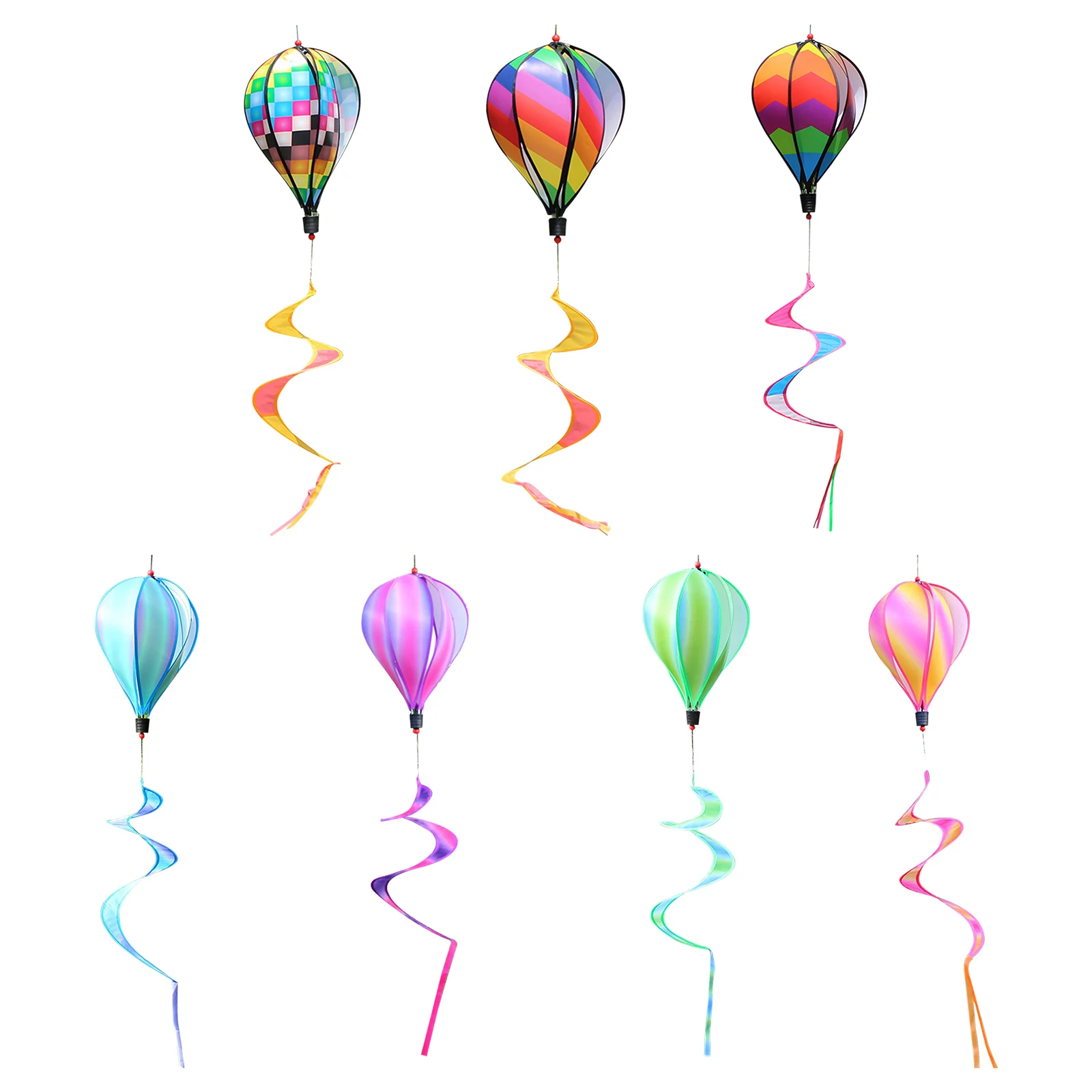 Hot Air Balloon Wind Spinner, Rainbow Kinetic Hanging Wind Twister Decoration