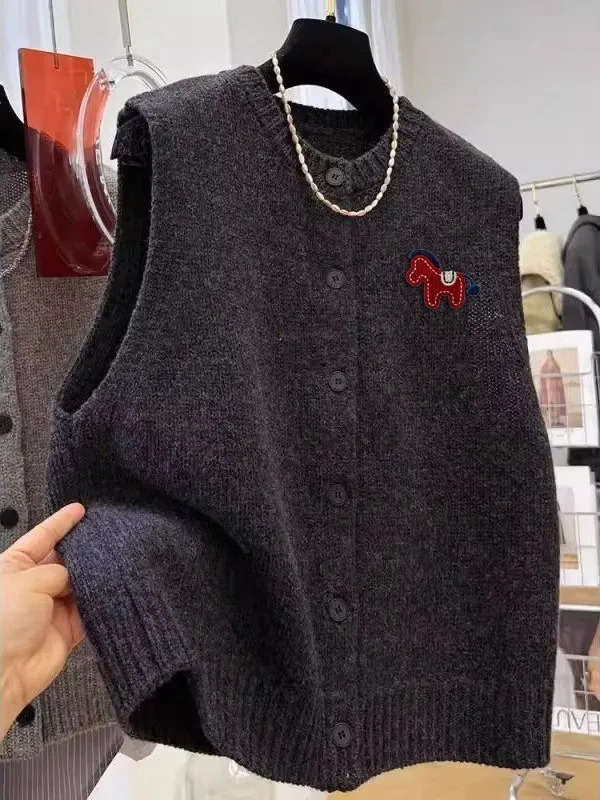 

Extra Large 300 Pou Autumn Winter Knitted Vest Open Cardigan Men's Retro Loose Svel Sweater Youthful Sle Warmth Pr...