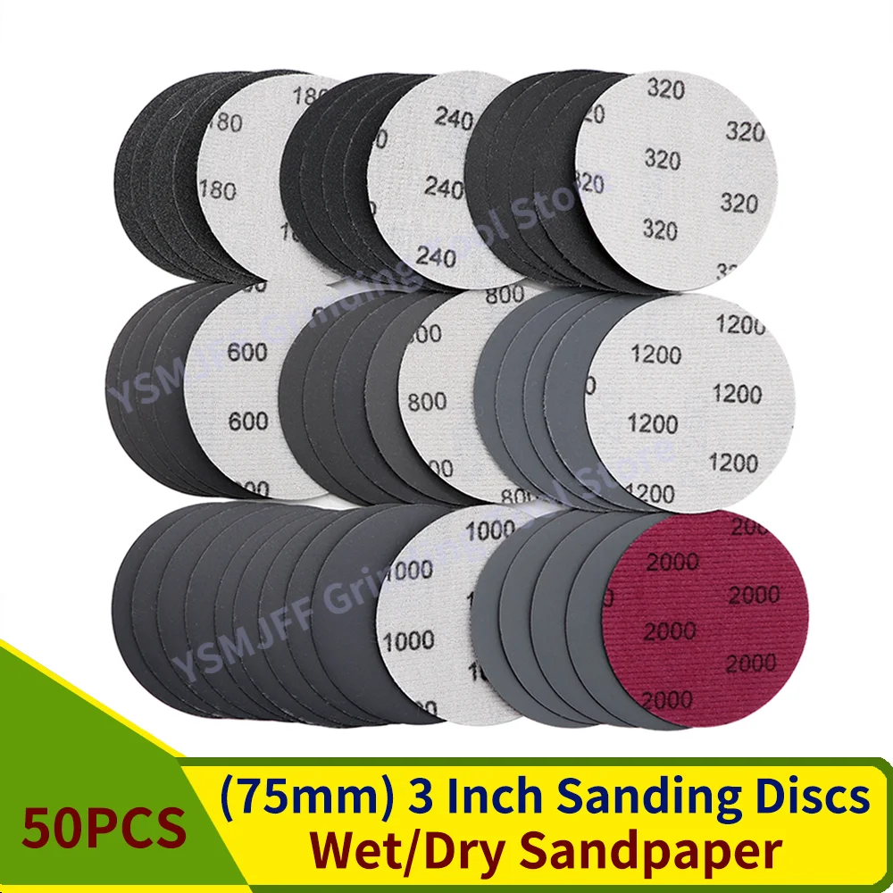 3 Inch Sanding Discs Hook and Loop Wet/Dry Sandpaper Silicon Carbide 400-10000 Grits for Random Orbital Sander Automotive Metal