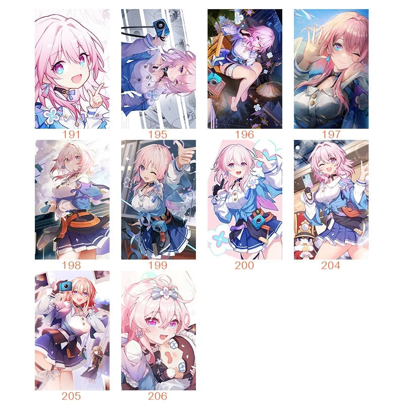 10Pcs/Set Honkai Star Rail Cards Sticker Kafka Silver Wolf Ruan Mei Himeko Anime Game Characters Crystal Surface Cards Sticker