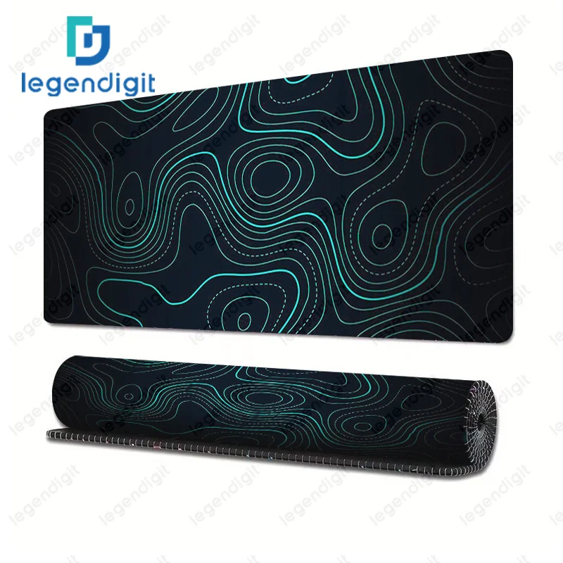 

Minimalist Topographic Map Mouse Pad Contour Extended Large Non-Slip Base Stitch Edge Mousepad XXL Gaming and Computer Desk Mat