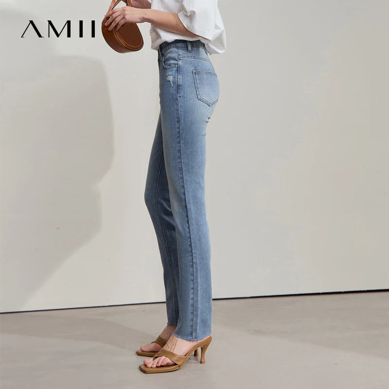 Amii Minimalist New Summer Denim Long Pants Women Trousers Lady Elegant Pencil Casual Slim Fit Pants Cotton Jeans 12552004 - Image 4