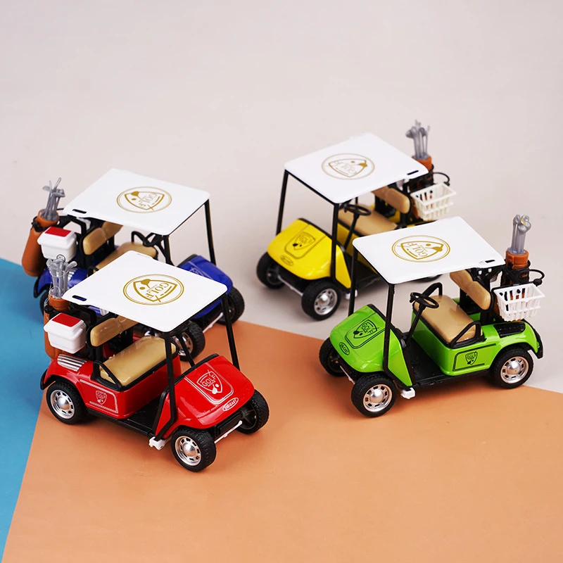 Pull-Back Car Model; Miniature Golf Cart Toy for Dollhouse 1:12; Kids Pretend Play Alloy Accessories.