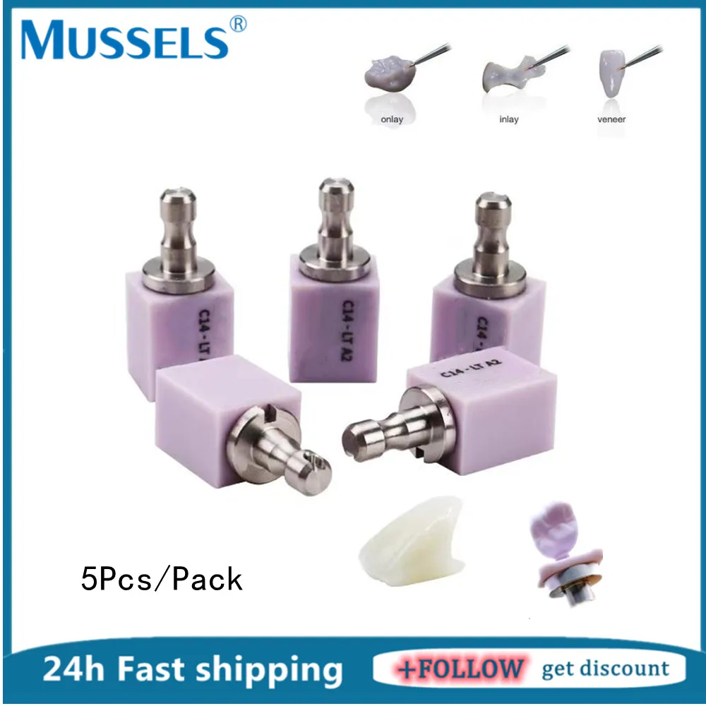 5pcs Dental Lithium Disilicate Glass Ceramic Blocks C14 Cubes LT/HT Dentistry Crown Restoration Aesthetics Material for CAD CAM