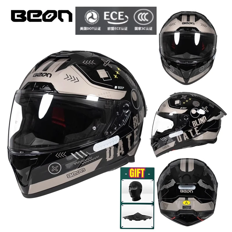 

BEON Motorcycle Full Face Street Bike Motorbike Helmets Lightweight Racing Helmet DOT ECE Approved Casque Moto