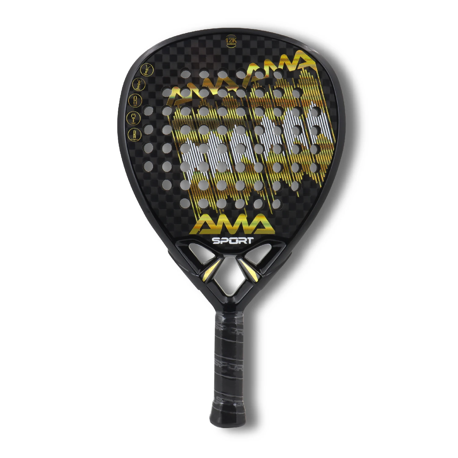 AMA SPORT Padel Racket 12K Carbon Fiber Eva Core Soft Memory High Balance Outdoor Sports Professional Paddle Racquet