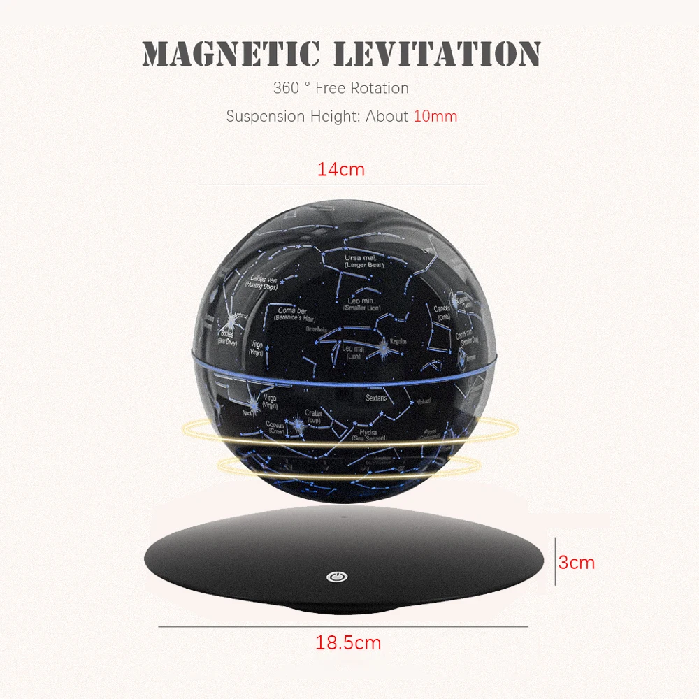 Creativity Magnetic Levitation LED Night Light 6inch Globe Lamp Rotating Floating Flying Saucer Base For Office Home Decor Gift