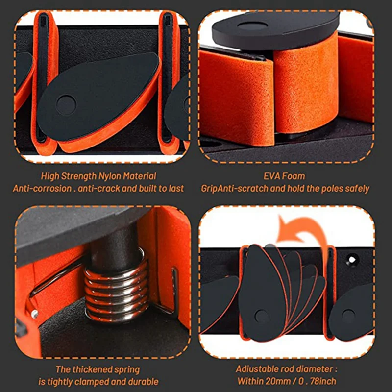 

AC22 Вертикальная стойка для удочки Настенный держатель для удочки Регулируемый органайзер для удочек для 6 удочек