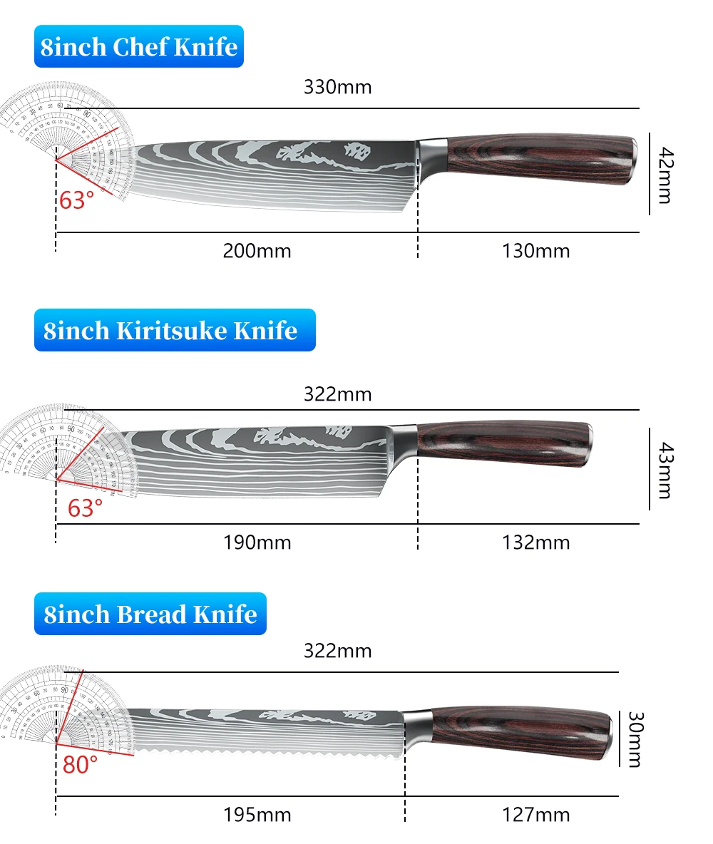 Japanese Damascus Chef Knife For Kitchen Cleaver Chopping Meat Stainless Steel Handmade Forged Kitchen Knives Cooking Tools