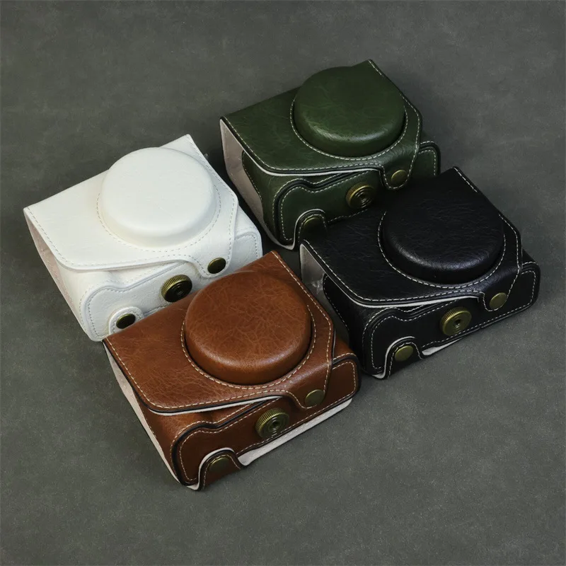 

Camera Bag Half Cover Retro Base For Canon PowerShot V1 Protective Case Anti-fall Scratchproof Travel Storage Crossbody Bags