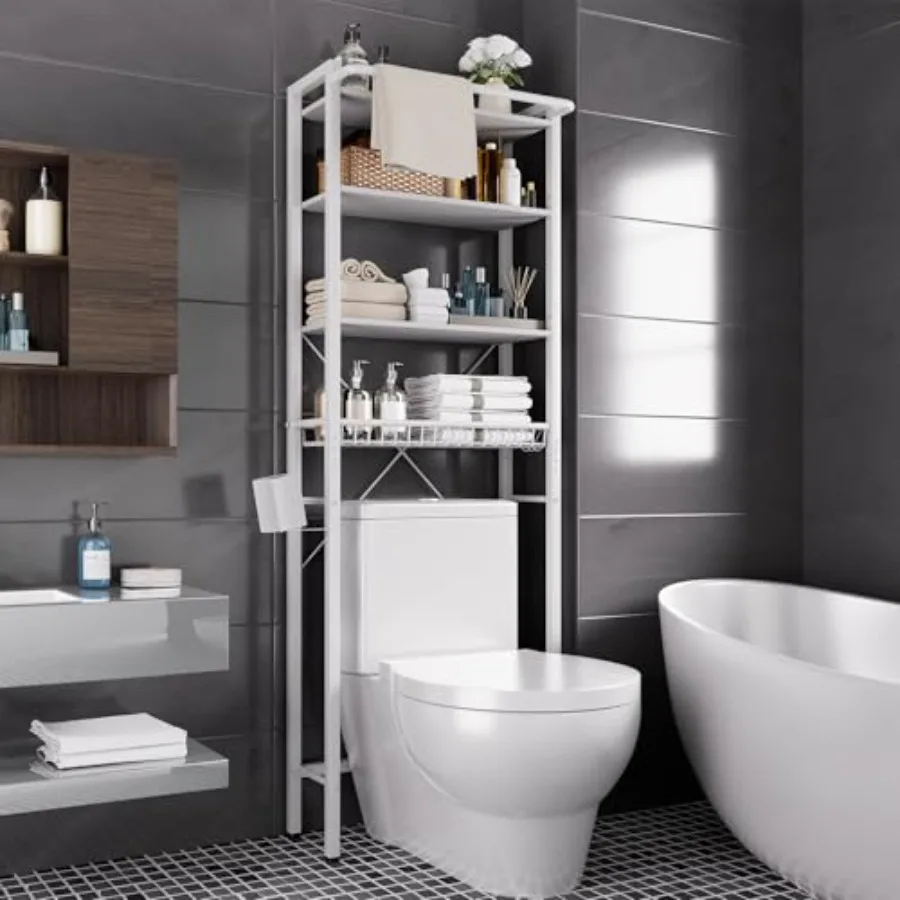 

Over-The-Toilet Storage Shelf, 4-Tier Bathroom Organizer Shelf, Freestanding Space Saver Shelves Over Toilet with Adjustable Sh