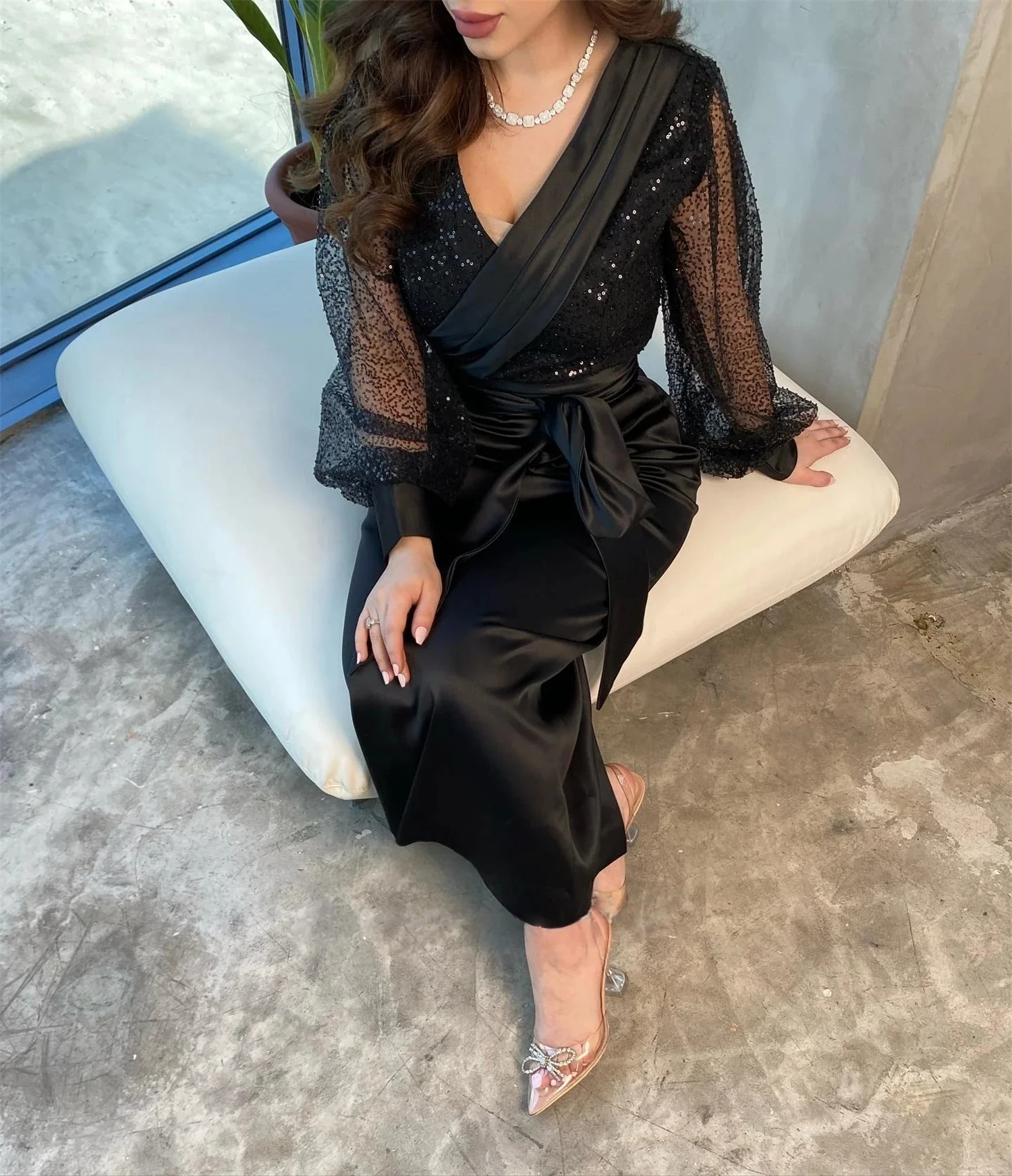 Preto mangas compridas sob medida ocasião vestido de noite pastrol unisex jérsei retro dubai árabe saudita israel baile personalizado