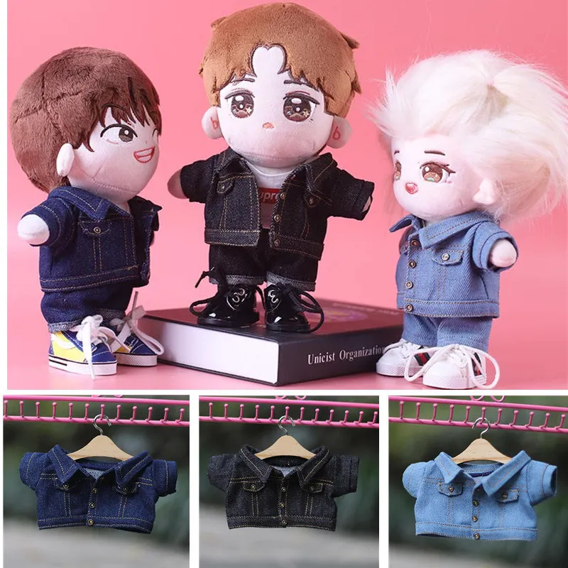 

New 5 colors 20CM Plush Doll Clothes Black Denim Jacket White Denim Jacket 20cm doll Clothes accessories