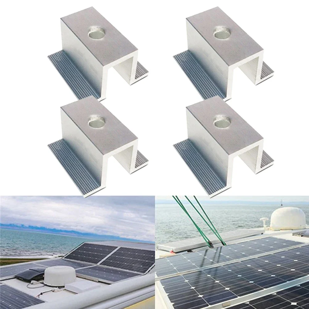 4/10Pcs Solar Middle Clamp PV For Frame Height 25 - 50mm Aluminum Photovoltaic Bracket Solar Panel Accessories Corrosion Resist