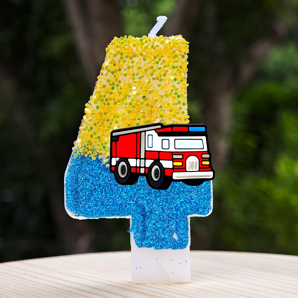 Fire Engine Candle Cute Cartoon Shape Non-toxic Safe Material Cake Decoration for Kids Birthday Party Baby Shower Celebration view 6