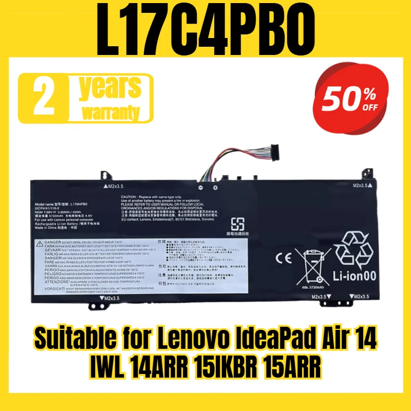 Suitable for Lenovo IdeaPad Air 14 IWL 14ARR 15IKBR 15ARR battery L17C4PB0 notebook battery, new large capacity