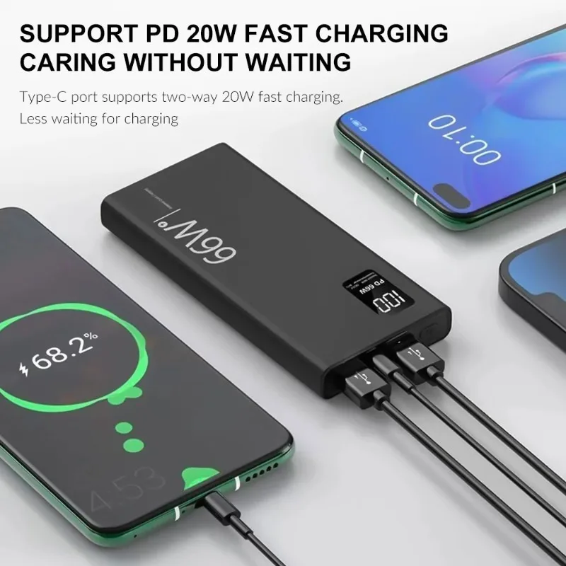 

20000mAh 66W Outdoor Portable Powerbank Fast Charging with USB Type C Power Bank Battery Charger For iPhone Samsung Huawei